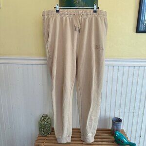 Kin. XL Beige Jogger Sweatpants With Elastic Waistband & Drawstrings
